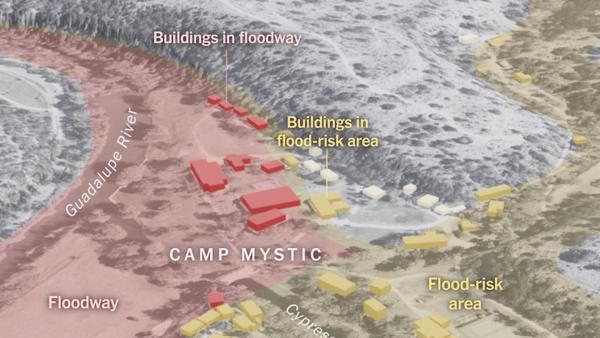 Texas Floods Analysis Shows Camp Mystic Cabins in Hazard Zones